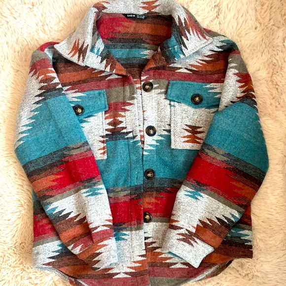 SHEIN Jackets & Blazers - Western Style Geo Print Jacket